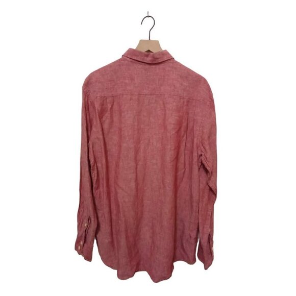 TOMMY Bahama Relax Red Chambray Pure Linen Long Sleeve Casual Button Down Sz M - Picture 3 of 9